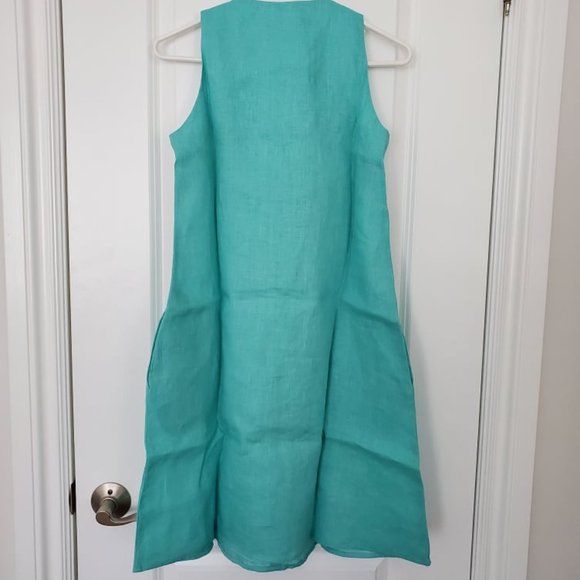 Folk Moda sleeveless flare linen embroidered dress - Picture 3 of 3